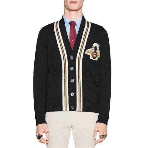 gucci bee patch cardigan|Gucci cardigan.